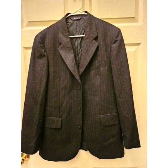 J Crew Navy Pinstripe 10740‎ Suit Jacket MADE IN ITALY 100% Wool 41 Reg